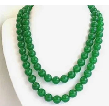 

Nice Elegant Long 35" 10mm Natural green jade round beads Gemstones necklace