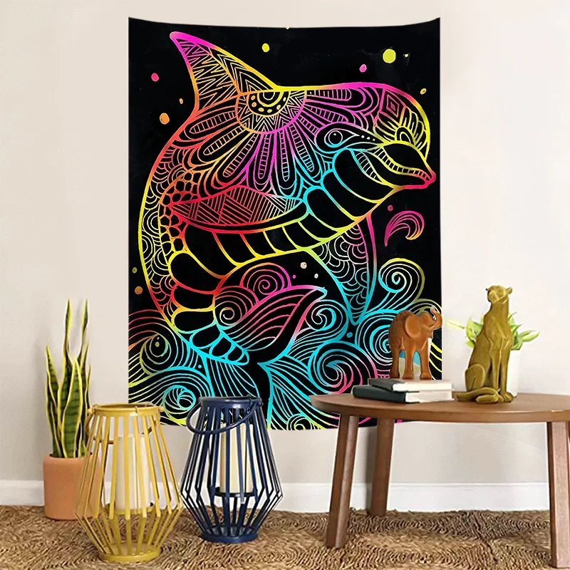 

Future Style Line Painting Marine Biological Lobster Tapestry Half-conscious Picnic Mats Aesthetic Room Decor Blanket Decoration