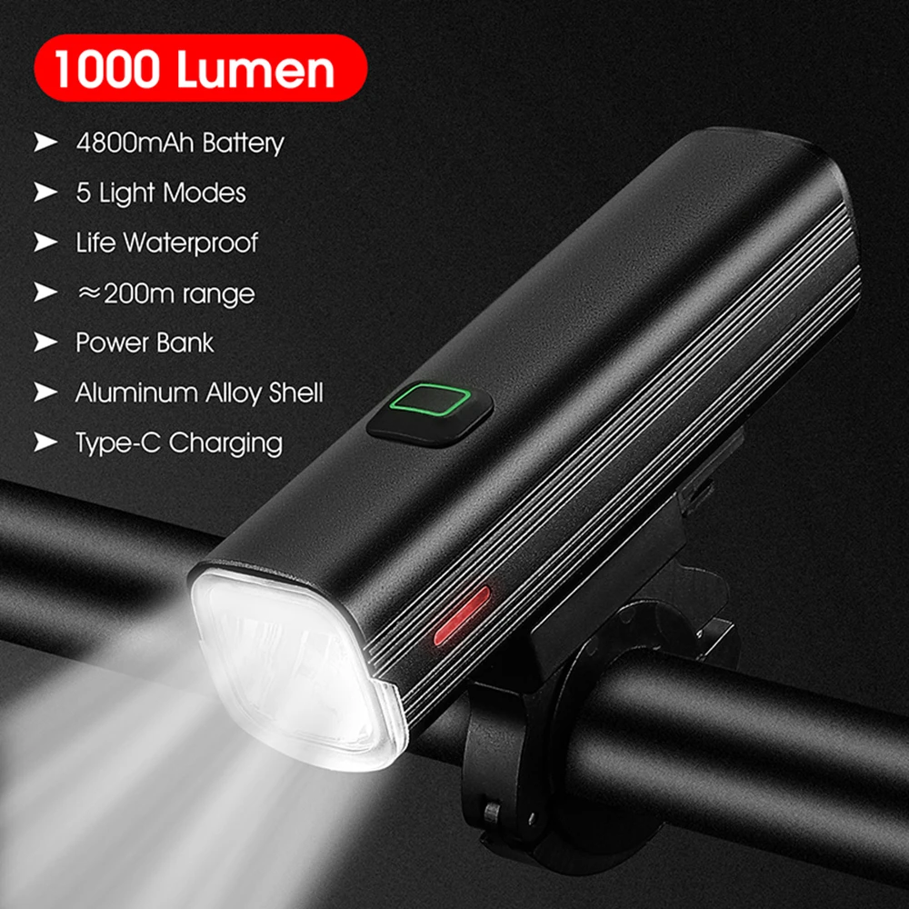 

5 Modes 200m Long Lens Bicycle Light Bicycle Front Light Charging Bicycle Light Aluminum Alloy 1000 Lumens Bright Bicycle Light