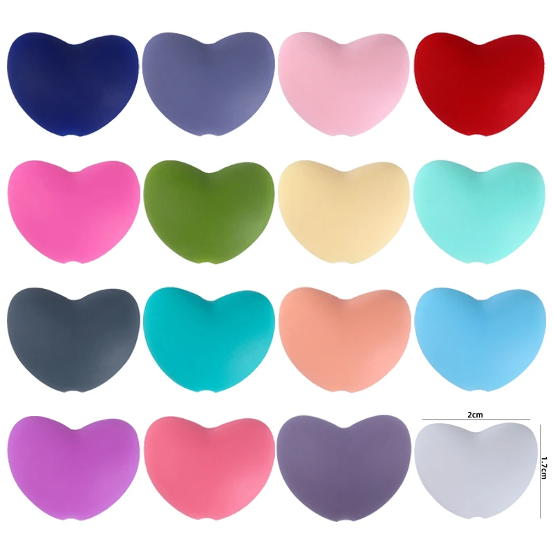 

5pcs Food Grade Silicone Beads Rodent Baby Chewable Silicone Teether Heart shaped Beads DIY Jewelry Pacifier Chain Gift BPA Free