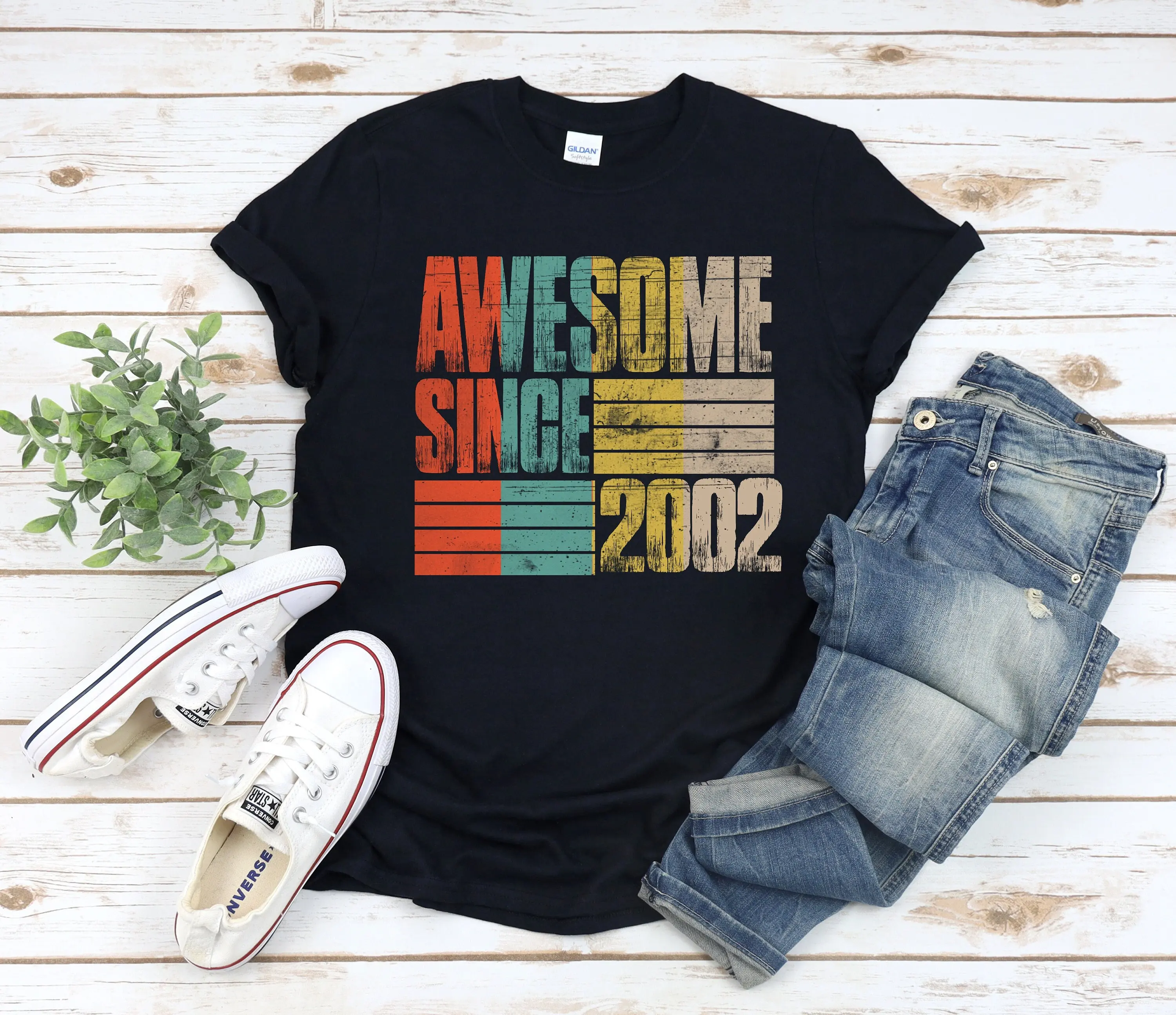 22-й день рождения Футболка Винтаж 2002 Ретро для сына дочери племянника