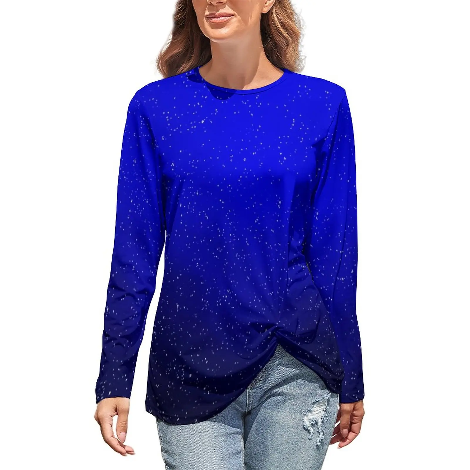 

Galaxy Sky Art T-Shirt Nigh Stars Print Streetwear Long Sleeve T-Shirts Printed Retro Tee Shirt Women Oversized Top Tees