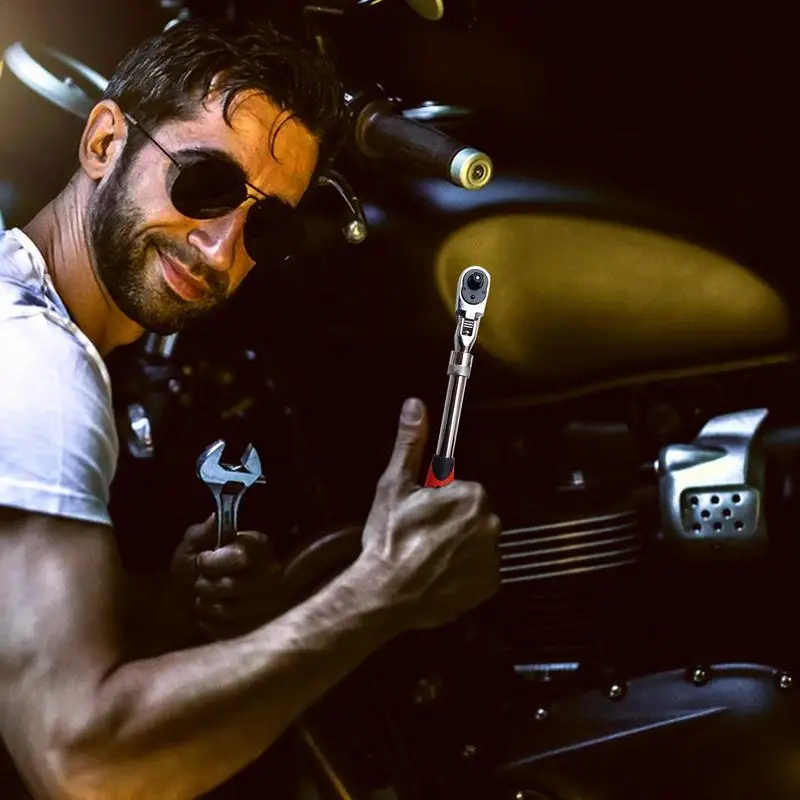 Трещотка с длинной рукояткой и подвижной головкой 1/2 3/8 1/4