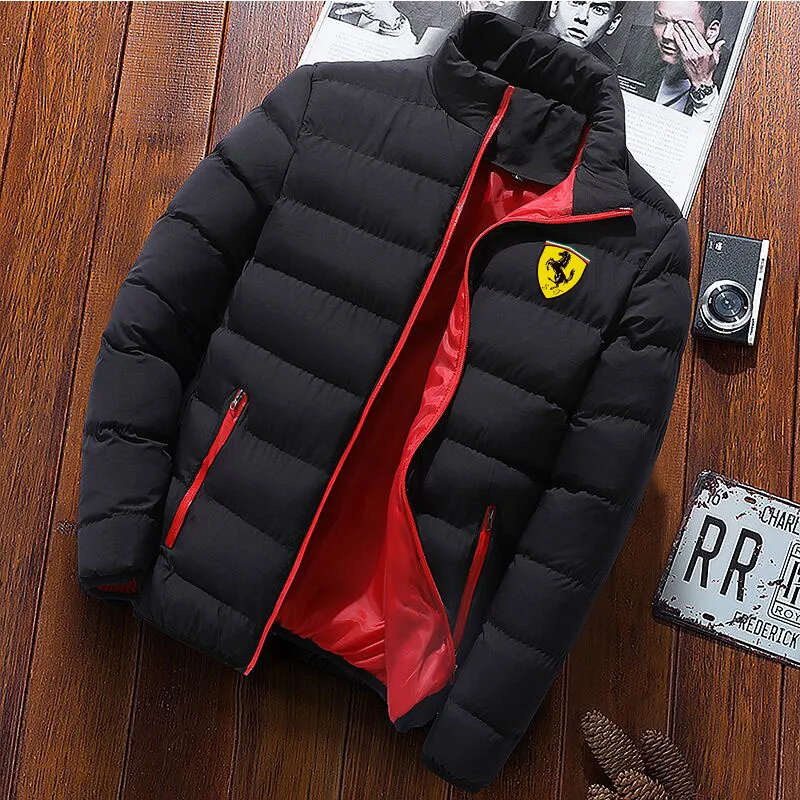 2023 musim gugur dan musim dingin shotsale baru ferrari jaket merek pria cetak kasual mode ritsleting penjualan langsung atas