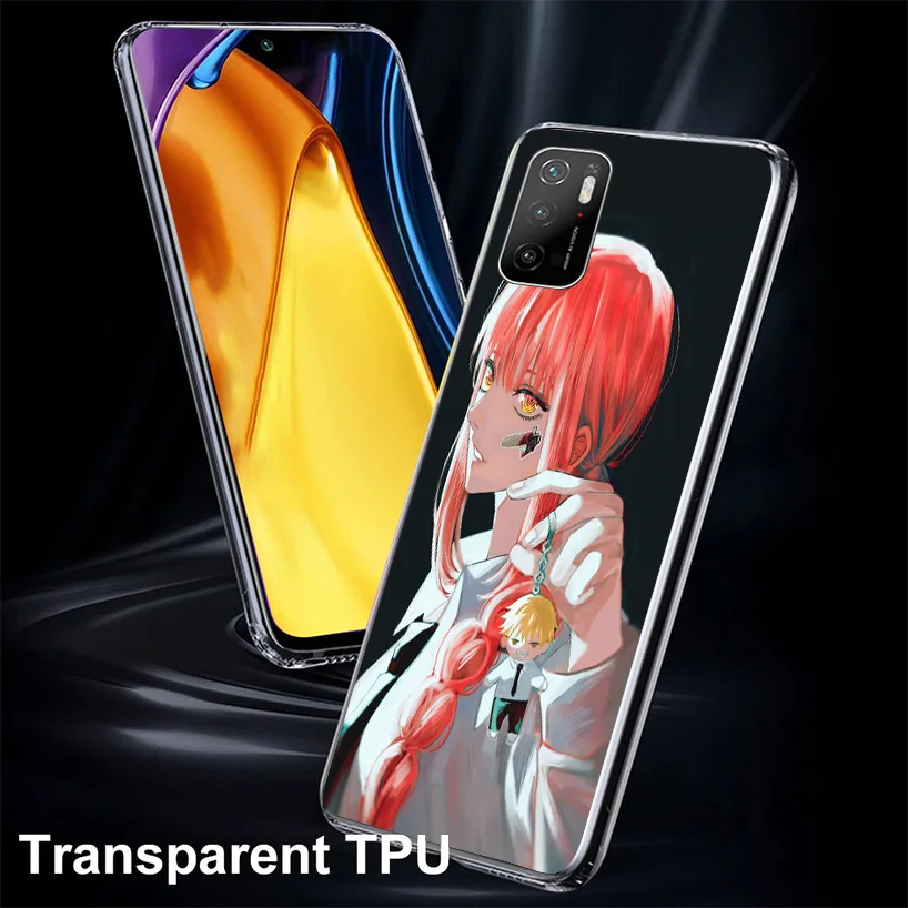 Чехол для телефона Power Makima с бензопилой Xiaomi Poco X6 X5 X4 X3 Nfc F6 F5 Pro F4 Gt F3 F2 F1 M5S M4 M3