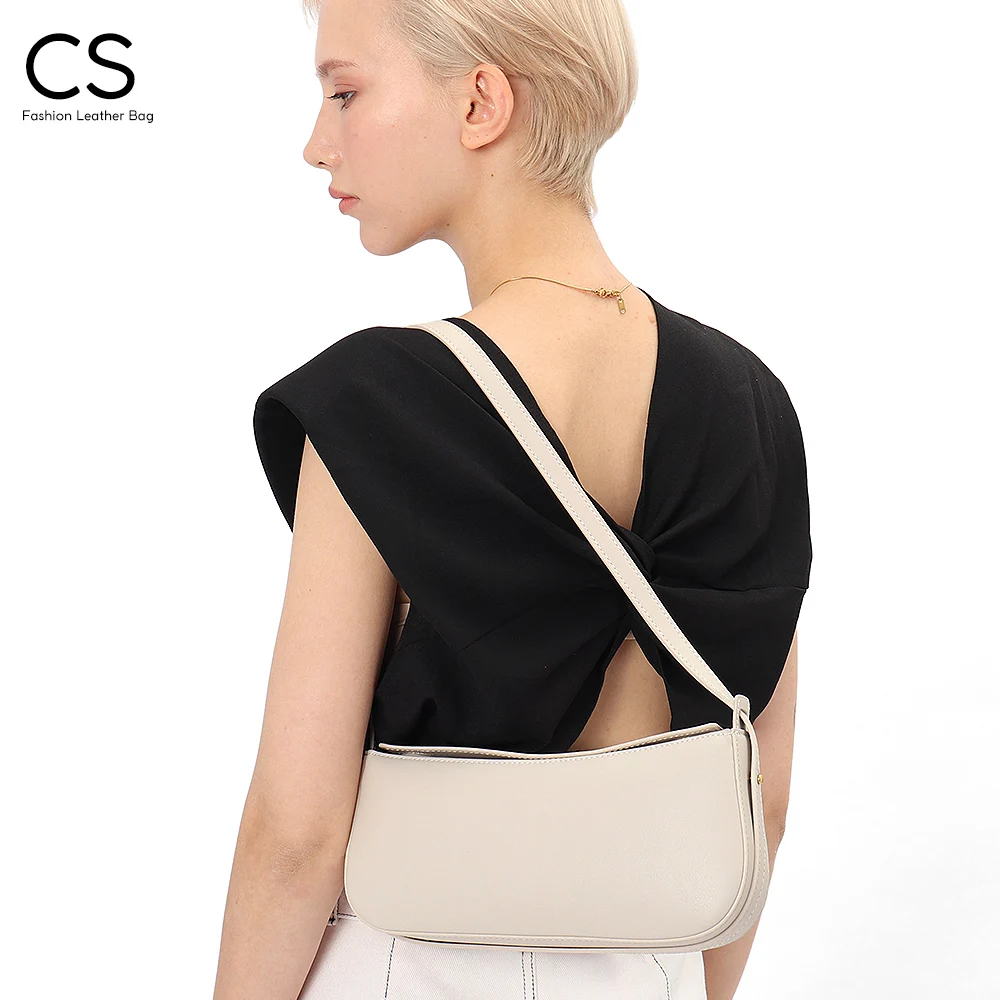 

CS Classic Underarm Simple Design Leather Bags Female Small Long Snap Closure Ajustable Belt Shoulder&Crossbody Handbag Purses