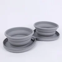 Collapsible Silicone Dog Bowls Pet Feeding Water Portable Travel Double Bowls Design For Outdoors Traveling