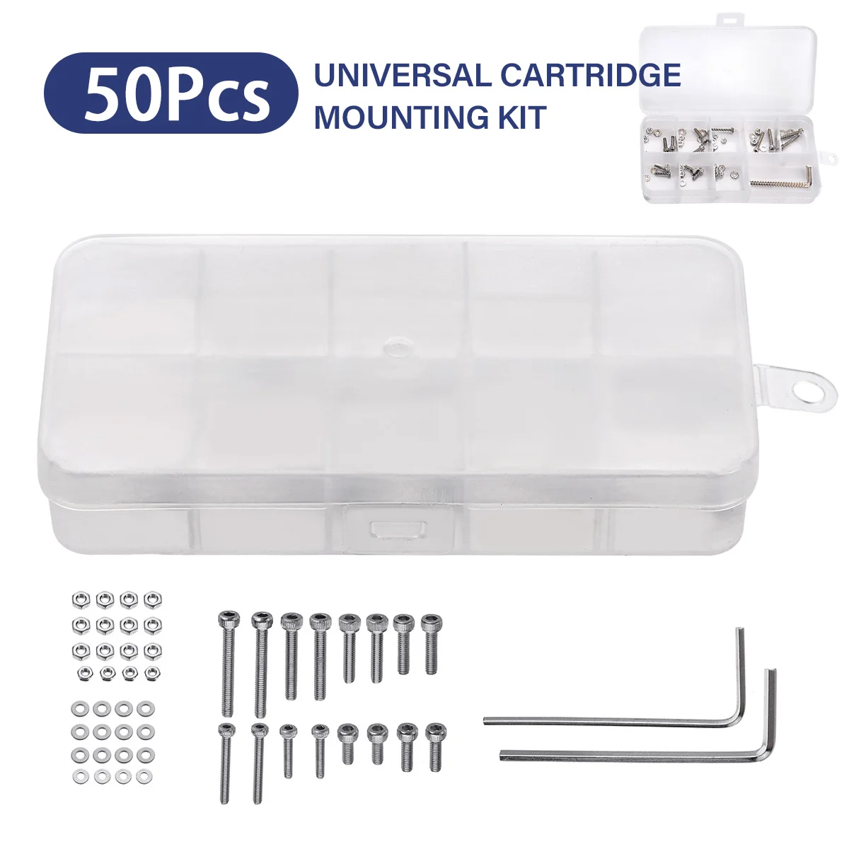 

50 шт./компл. M2.5 универсальный поворотный оболочка картридж монтажный комплект из нержавеющей стали Болты Винты Гайки набор с Чехол