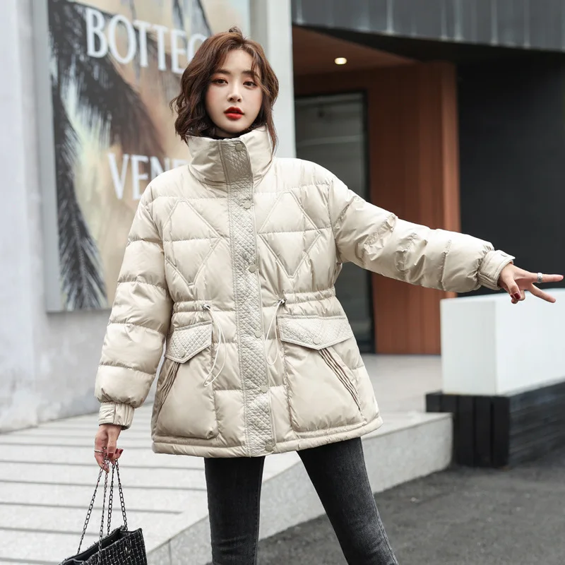 Winter New Temperament White Duck Down Warm Jacket Small Waist Slim Down Jacket Women's Clothing