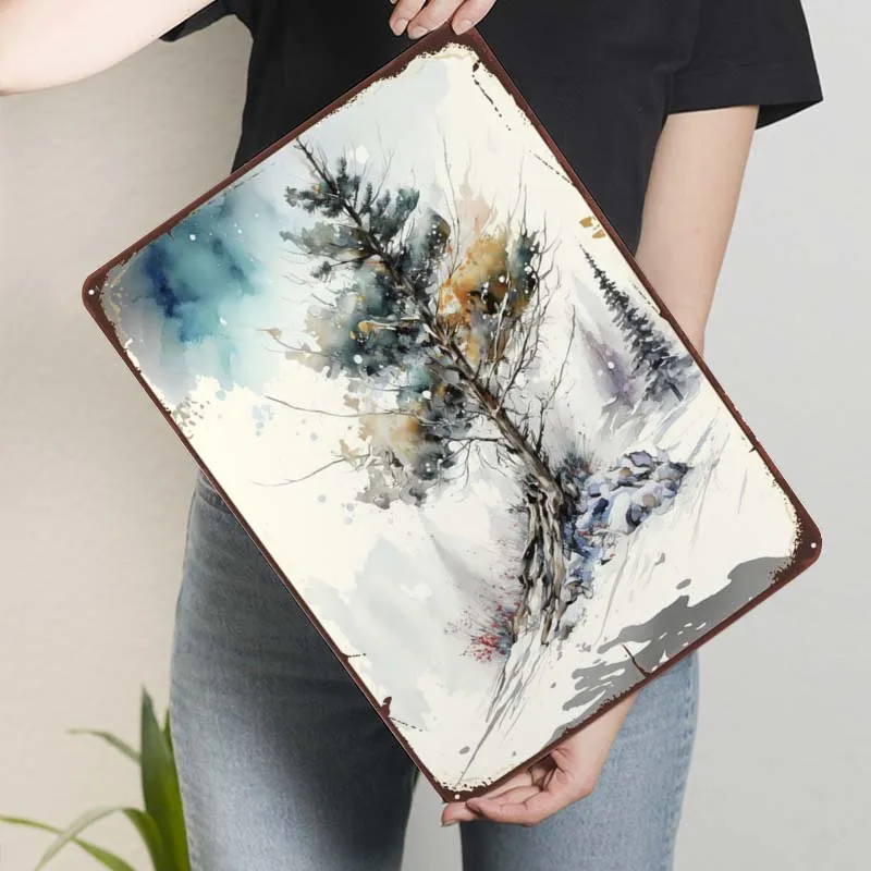 Украшение для двери сосна на горе плакат с пейзажами металлическая Настенная