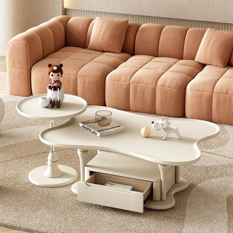 

XK French Cream Style Tea Table Living Room Home Modern Minimalist Cloud-Shaped Coffee Table Small Apartment