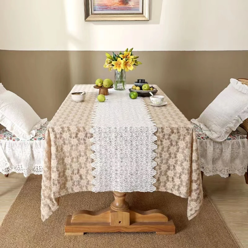 

Скатерть кружевная в европейском стиле, ажурная скатерть для круглого стола в стиле INS, подушка для чайного столика, прямоугольная скатерть