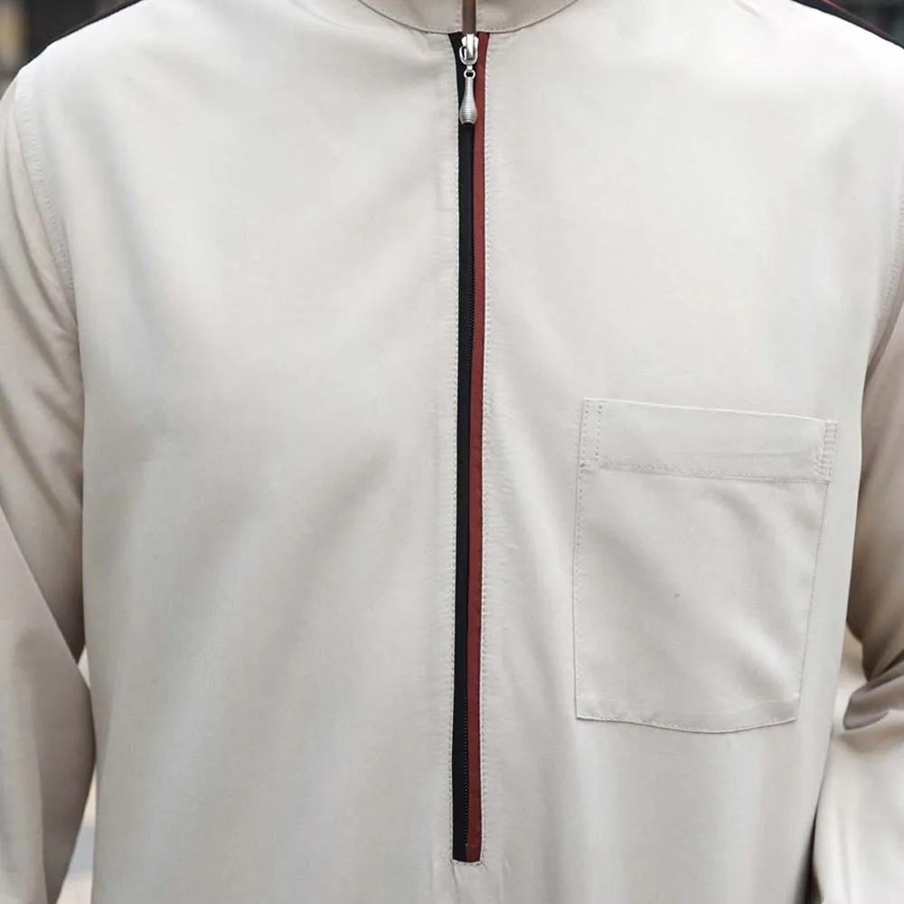 New Muslim Men's Jubba Thobe Middle East Arab Turkey Ramadan Robe Solid Simple Zipper Kaftans Pakistan Dubai Islam Men Robe