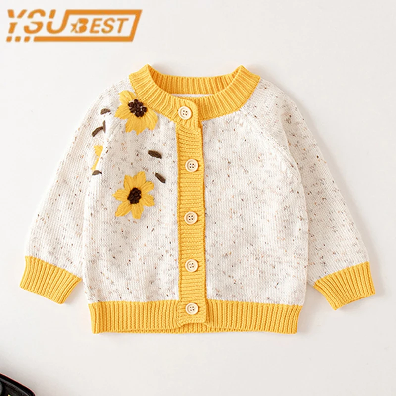 

Детский вязаный кардиган с вышивкой, на весну/осень