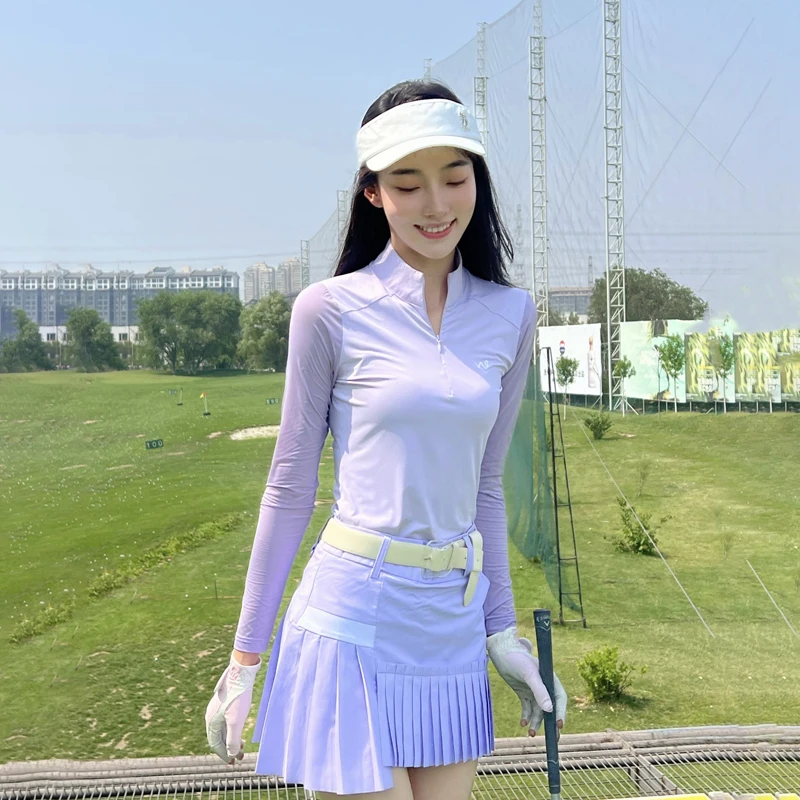 

Summer and Autumn Golf Apparel and Ice Silk Sunscreen Long Sleeve Quick Drying Sports Top Mock Neck Comfortable Fashion Jersey