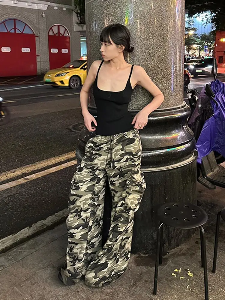 Женские камуфляжные брюки в стиле оверсайз 1920-х мешковатые широкие длинные на