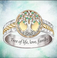 tree of life exquisite fashion gold plated silver two tone mothers day parent child friendship anniversary birthday gift ring