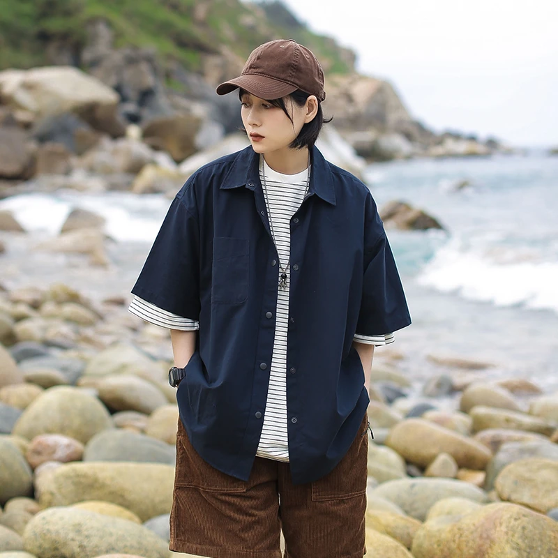 Японская модная Ретро рубашка-карго Ciboy с коротким рукавом мужская и женская