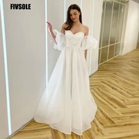 fivsole rong saudi arabia sweetheart short puff sleeves wedding dress 2022 organza pleat vestidos de novia a line bridal gowns