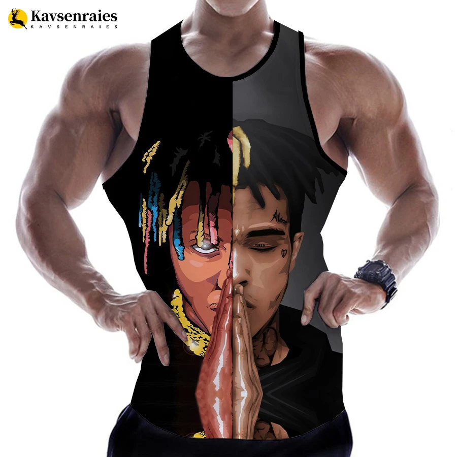 

Популярные Модные мужские майки Rapper Juice Wrld, футболки без рукавов, топы с цифровым принтом в стиле Харадзюку, футболки большого размера с 3D принтом 6XL