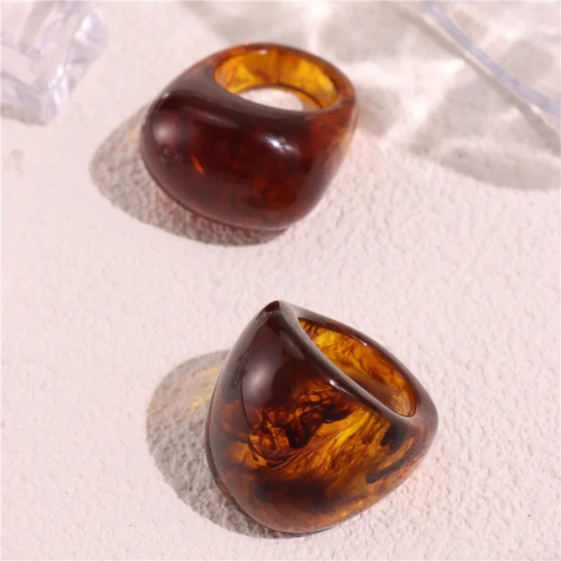 Набор прозрачных акриловых колец кофейного цвета для женщин модные