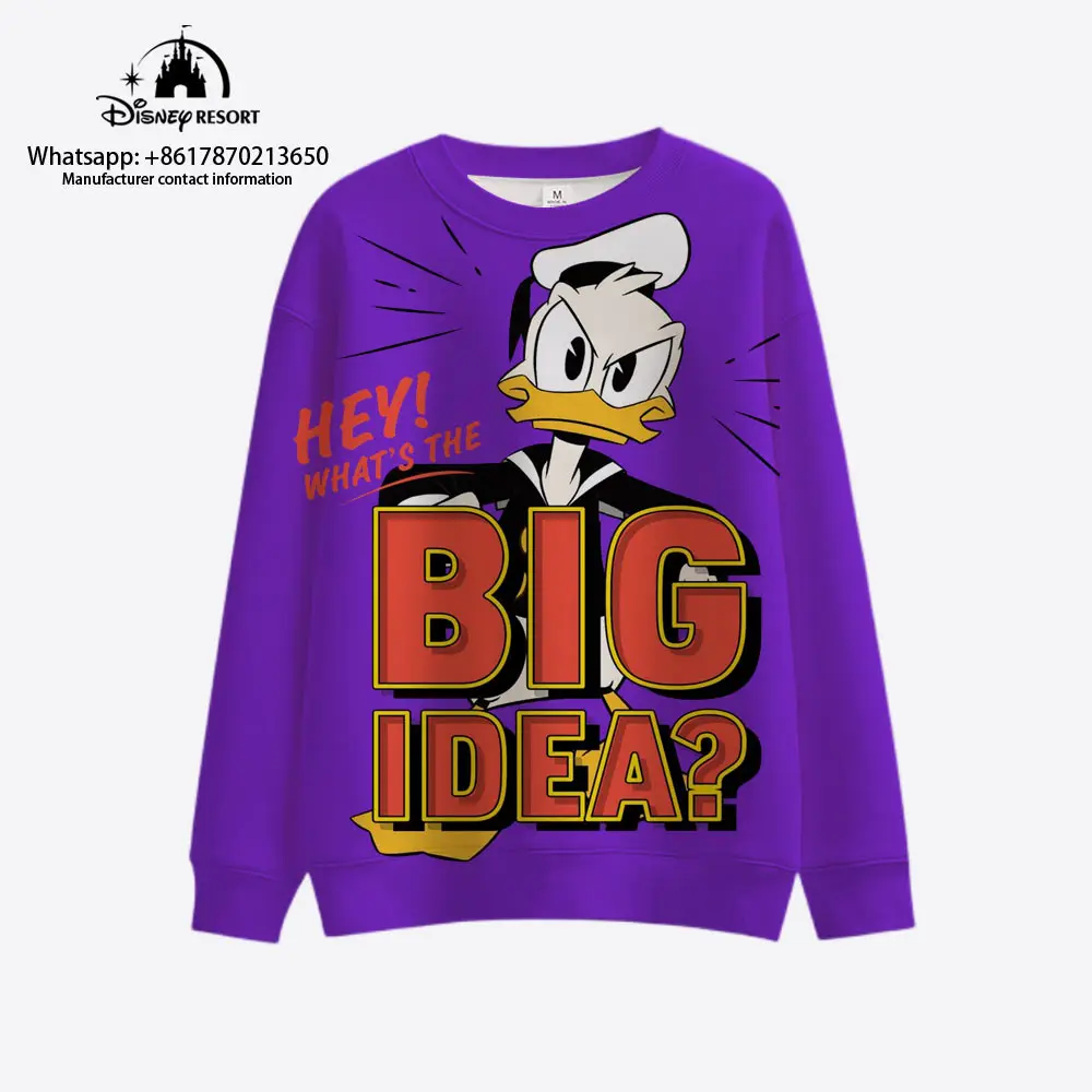 

Новинка 2022, осенняя уличная одежда для детей, модные повседневные свитшоты с длинным рукавом и круглым вырезом в стиле Диснея, Микки и Минни,...