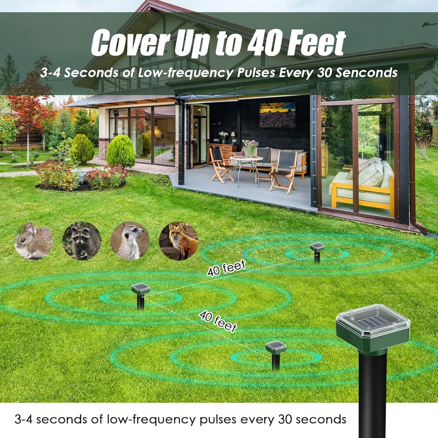 4 шт. репеллент от кротов на солнечной энергии ультразвуковая ловушка для