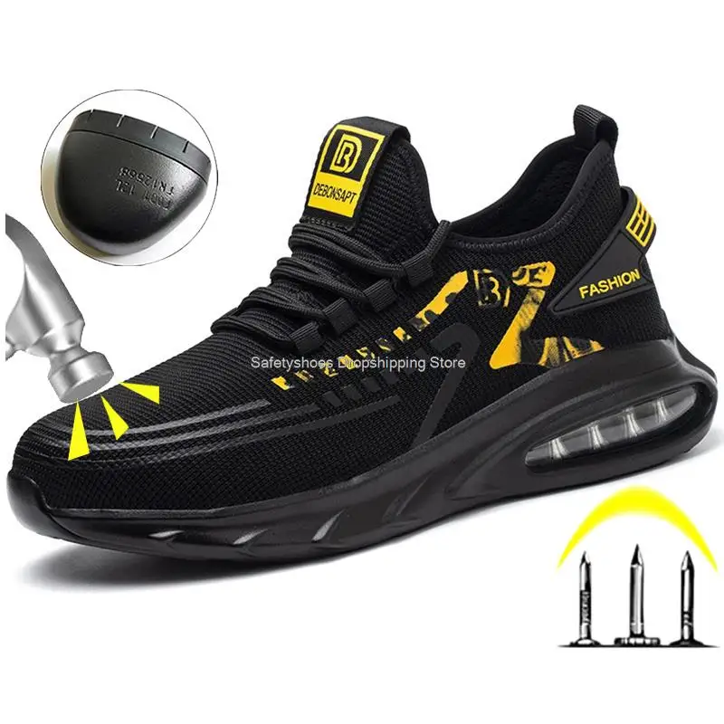 Модная защитная обувь для мужчин кроссовки со стальным носком Рабочая с