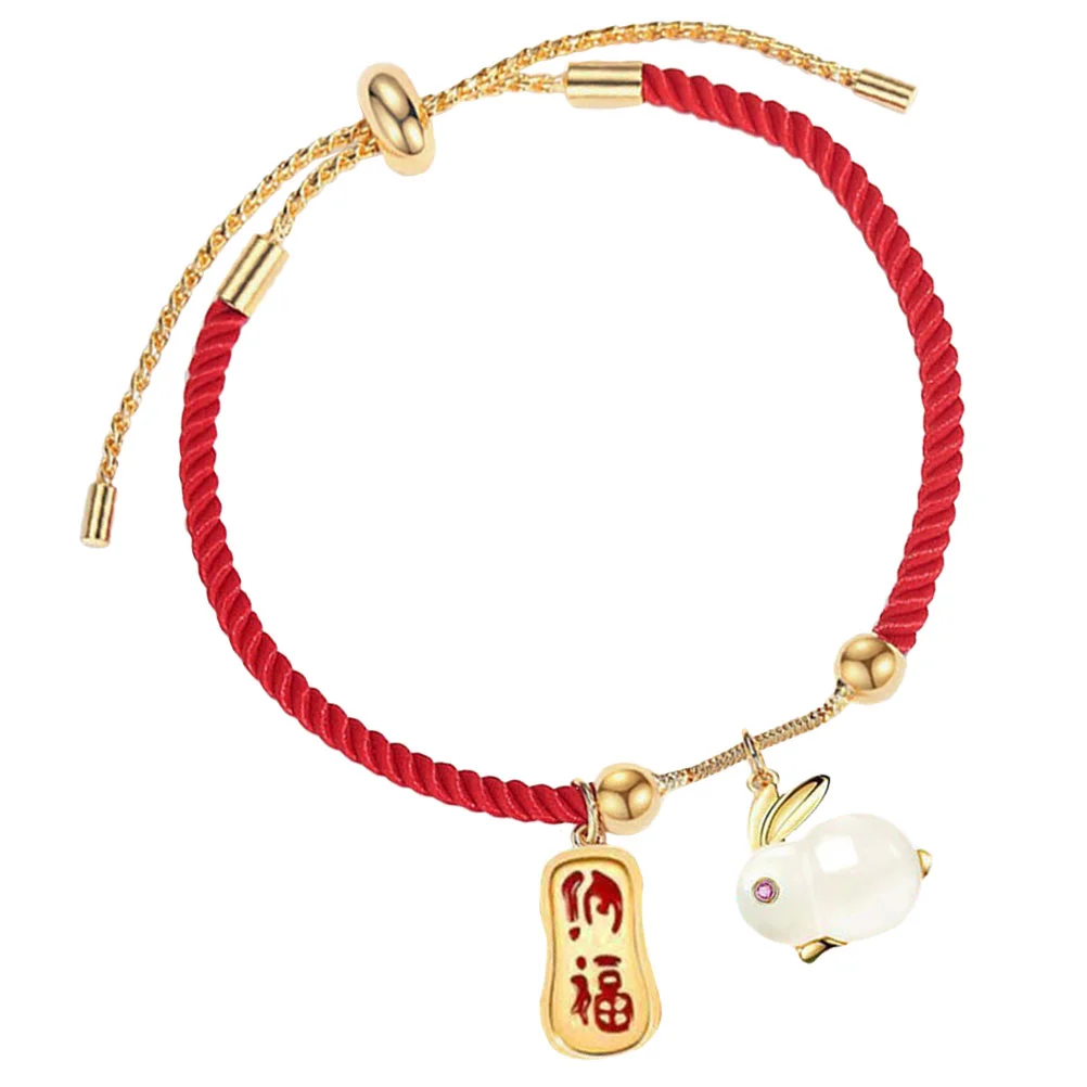 

New Year of Rabbit Bracelet Red String Adjustable Chinese Zodiac Animal Bracelet