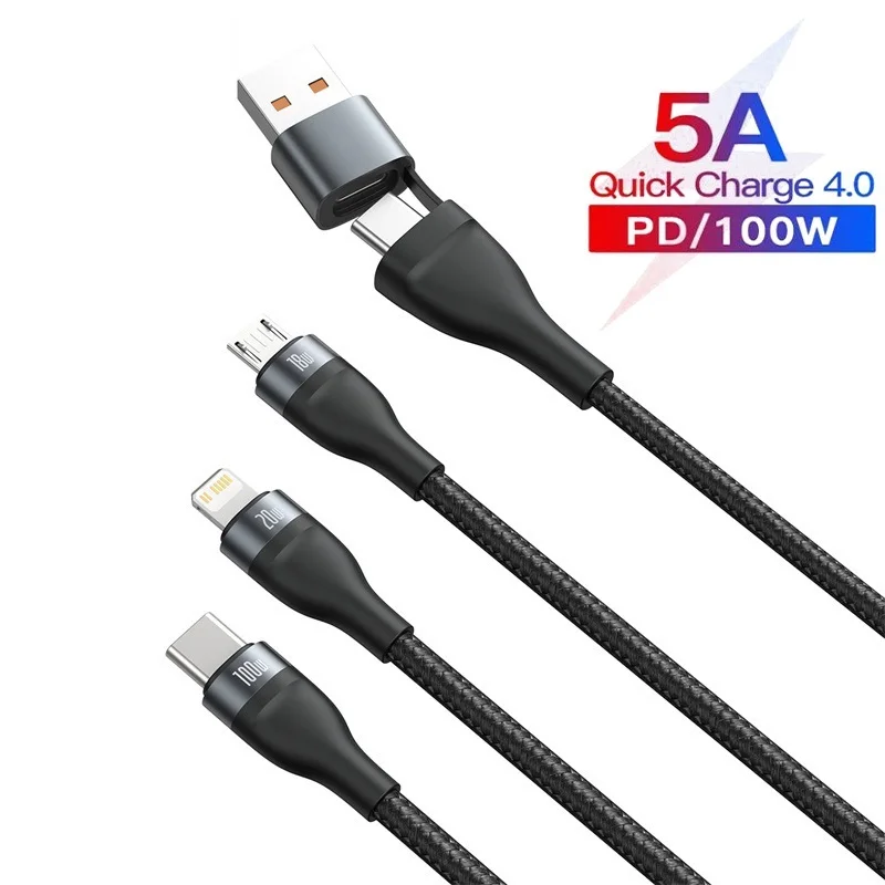 

Baseus 100W 3 in 1 USB Cable for iPhone Charger Cable Micro USB Type C Cable for Macbook Pro Samsung Huawei Xiaomi Cable