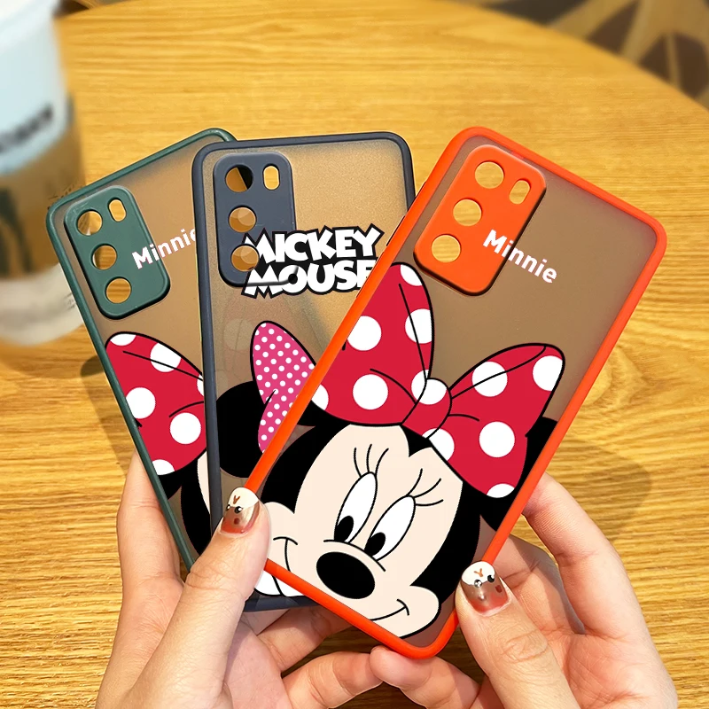 

Mickey Minnie Disney Anime Case Matte For Huawei P50 P40 P30 P20 Mate 40 30 20 Pro Plus Nova 9 SE Frosted Translucent Phone