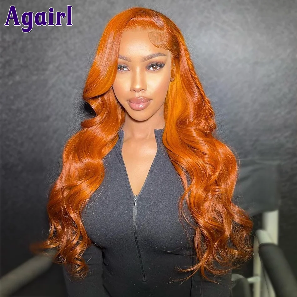 

Orange Ginger Lace Front Wig 13x6 13x4 Body Wave Human Hair Wigs 180% Density Brazilian Pre Plucked Colored Lace Frontal Wig