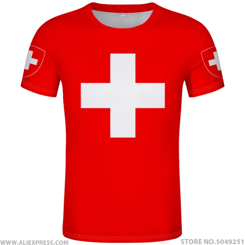 

SWITZERLAND T Shirt Name Number Che T-shirt Nation Flags Photo Clothing Red Print Diy Free Custom Made Jersey Casual Short Ch