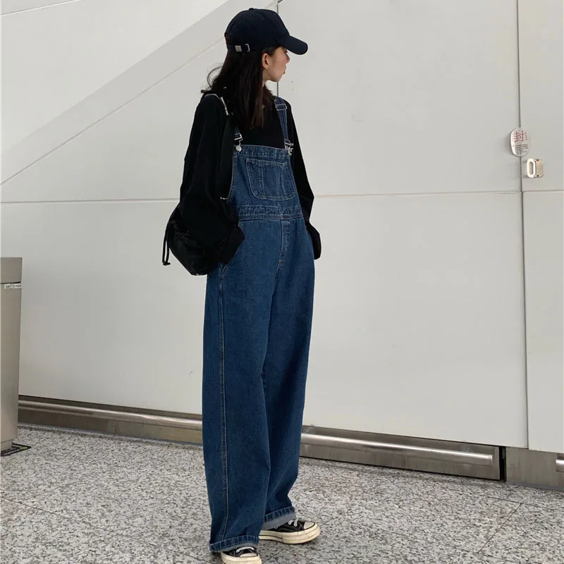 Casual Loose Women Jeans Overalls Large Fashion New 2021 Spring Autumn Denim Overall High Waist Denim Jumpsuit Women