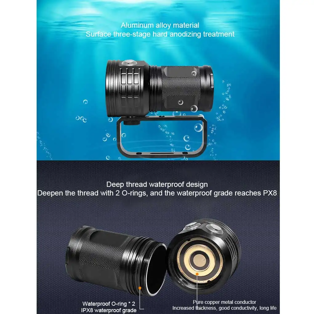 

Flashlight Diving Portable Waterproof Underwater Lighting Holder Skidproof Anti Corrosion Sporting Goods Video Type