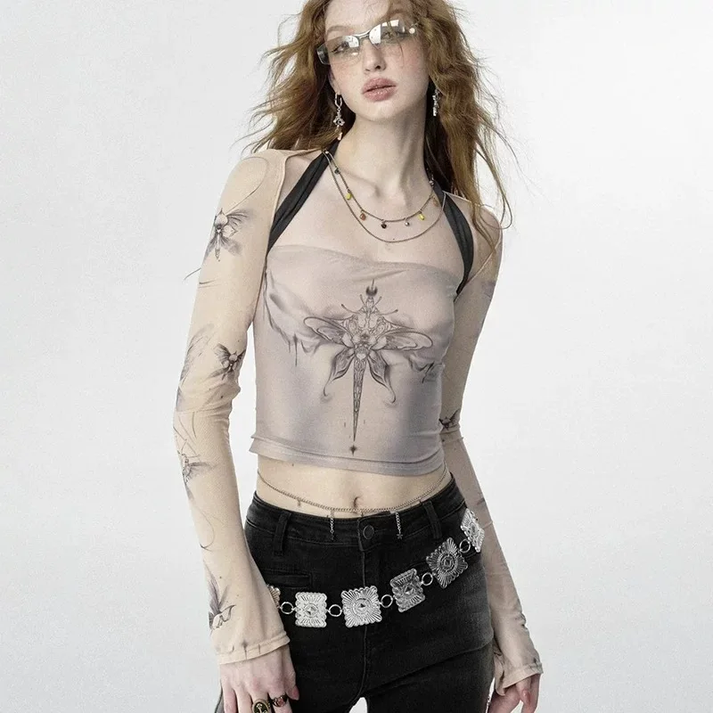 Женские рубашки с квадратным вырезом и принтом на шее топы обтягивающие