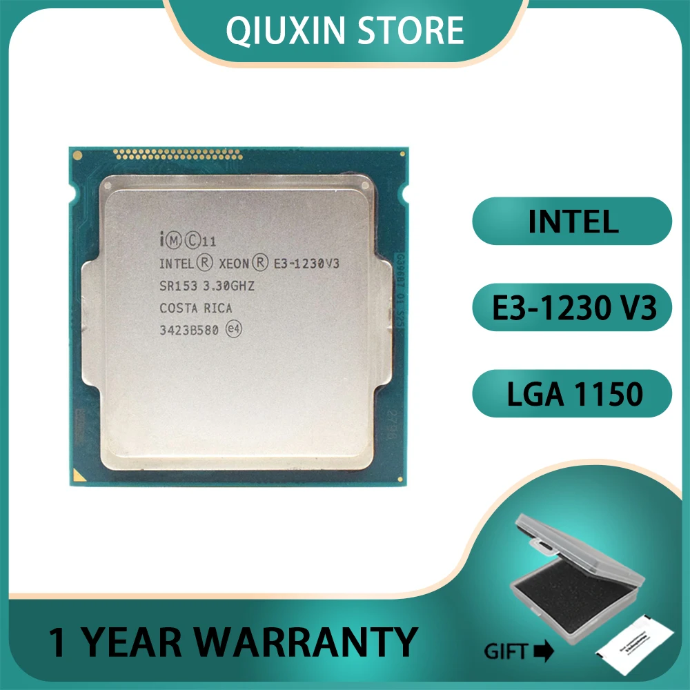 

Intel Xeon E3-1230 v3 E3 1230 v3 E3 1230v3 Processor 8M 80W CPU 3.3 GHz Quad-Core Eight-Thread LGA 1150