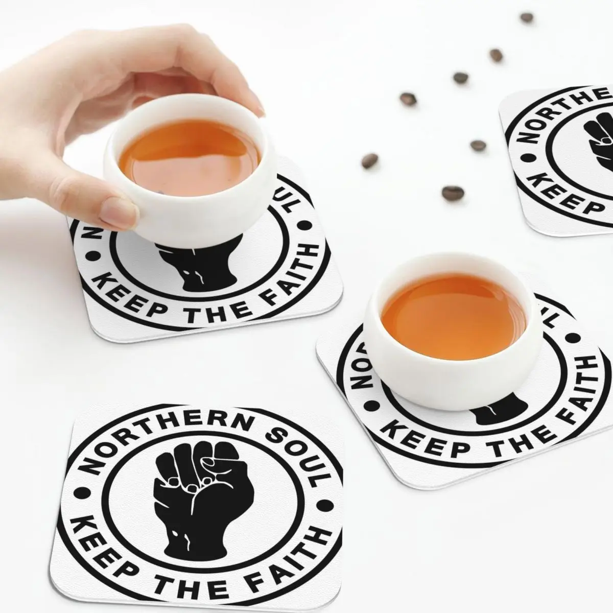 

Northern Soul Coasters PVC Leather Placemats Waterproof Insulation Coffee Mats for Decor Home Kitchen Dining Pads Set of 4