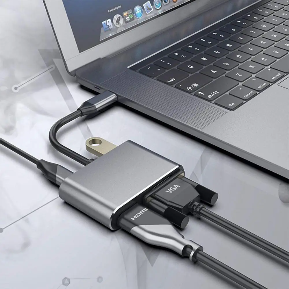

5 Gbps Type-c Conversion Line High Speed Type C To 4k -compatible Adapter 4 In 1 For Macbook Vga Usb3.0 Data Transfer