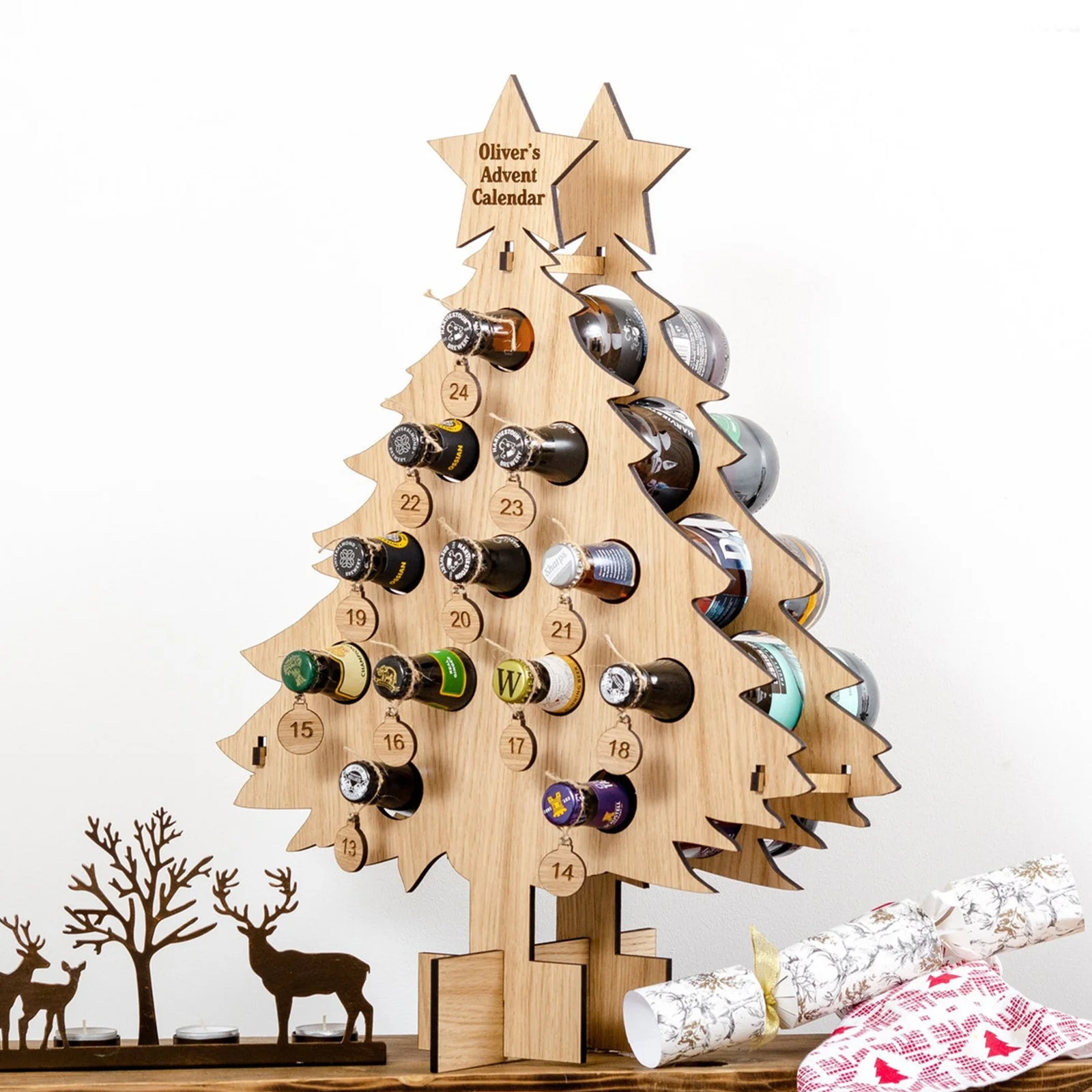 

2022 Рождественская елка в форме стойки для винных бутылок обратный отсчет до Рождества деревянные Xams держатели для спирта календарь 2023 новы...