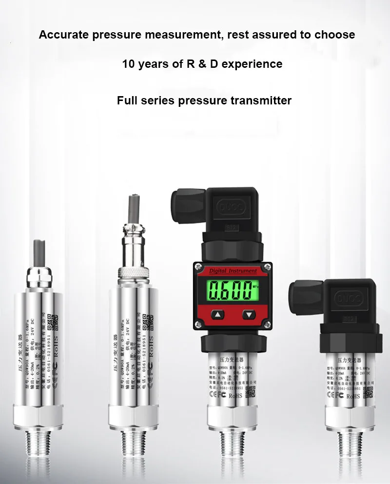 

Pressure Transducer Water Diesel Fuel Tank Pressure Sensor M20*1.5 Thread 4-20ma Output Pressure Transmitter 1M Cable