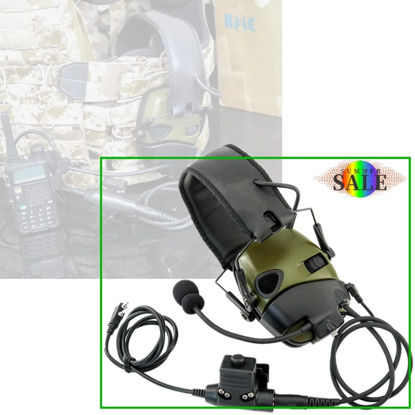 Tactical Headset and Electronic Shooting Earmuffs Adapter Mic Kit for noise Headset Hearing Protection Shooting Tactical Headset