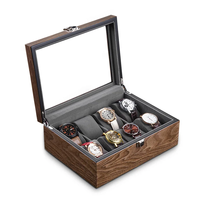 Walnut Wooden Watch Boxes Storage Organizer Box Watch Box Display Cabinet Men's Watches Mechanical Bracelet Free Shipping Gift