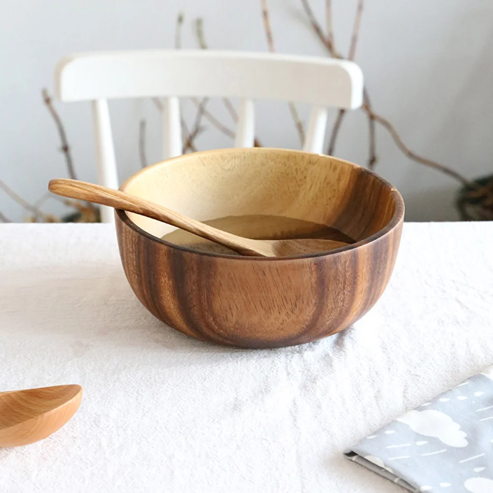 

Wooden Salad Bowl Wooden Serving Bowl Fruits Mixing Bowl Pasta Dessert Cereal Bowl Wooden Single Bowl Kitchen Supplies