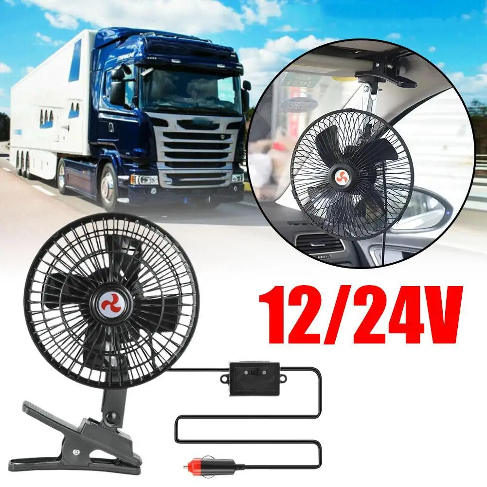 

Portable Car Electric Fan Adjustable 2 Speed Oscillating Cooling Fans with Clip Low Noise for Home Travel Truck Off Road