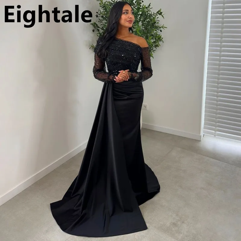Eightale черное вечернее платье с длинным рукавом для свадебной вечеринки на одно