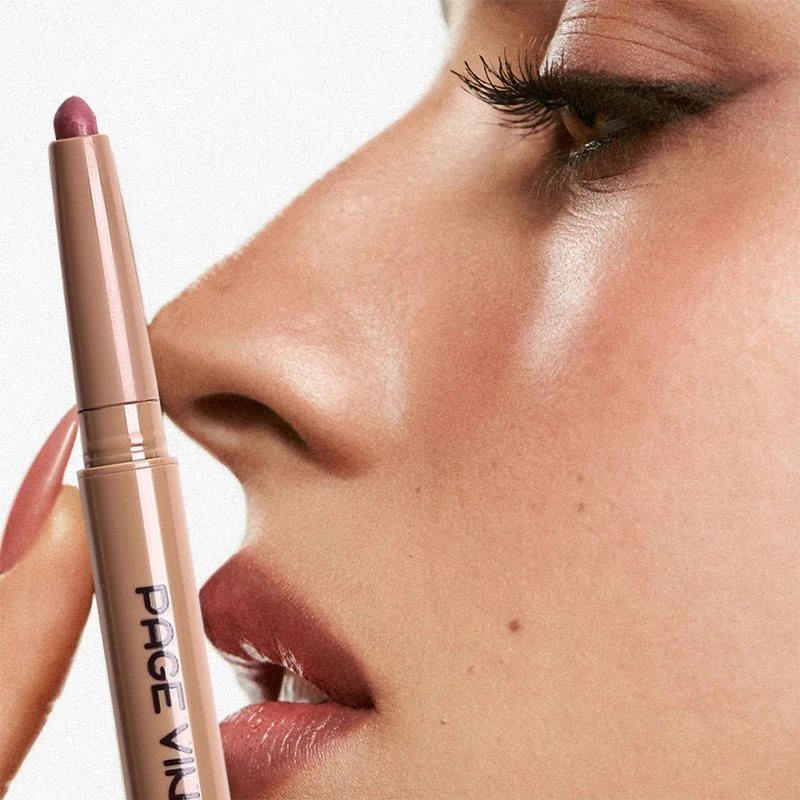 Фото Рекомендуемый блоггер, брендовый карандаш для губ, долговечный бархатный матовый, приятный для начинающих, сексуальный двусторонний шелковистый пептид, телесный карандаш для губ №3