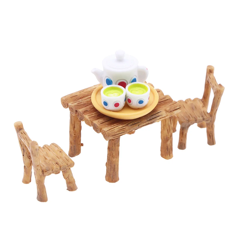 

1Set Dollhouse Miniature Simulation Tea Set Model Resin Accessories Courtyard Decoration Ornaments