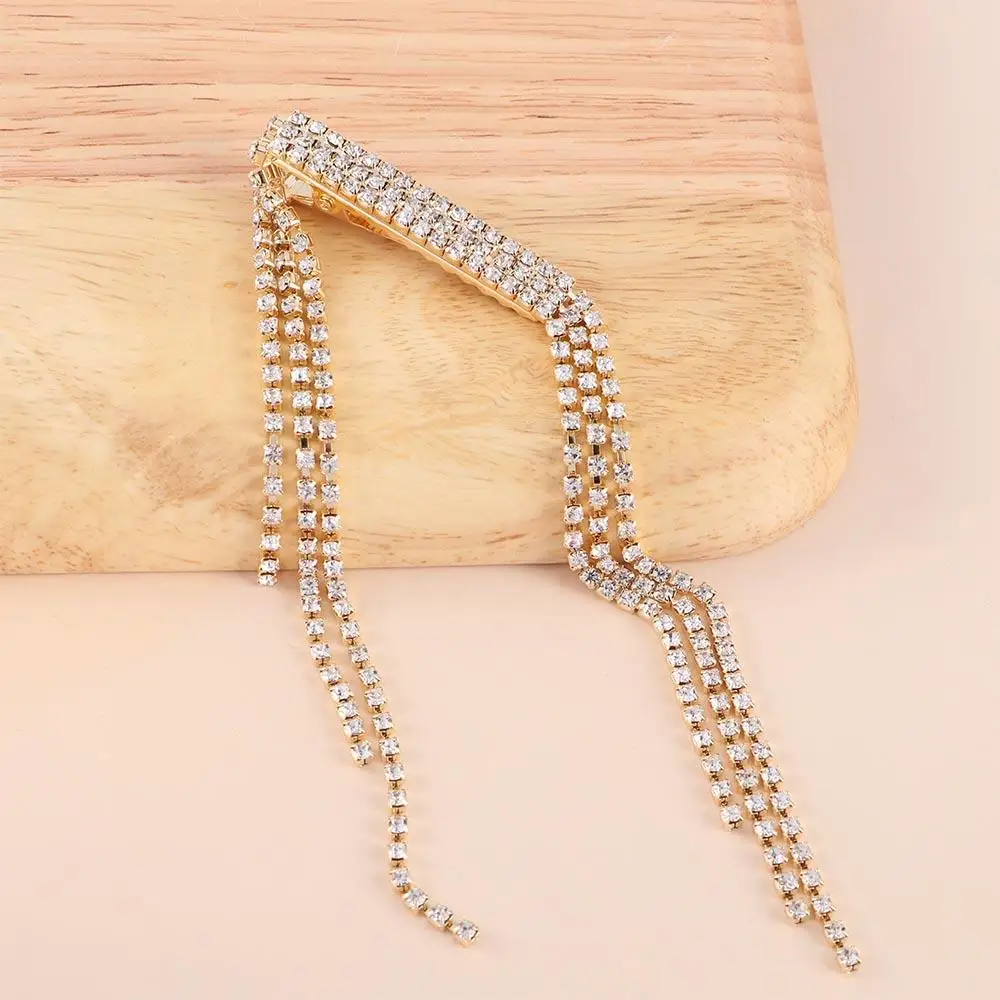 

Temperament Cute Geometry Girls Headwear Retro Tassel Bangs Clips Rhinestone Hairpins Korean Style Barrettes Female Hair Clips