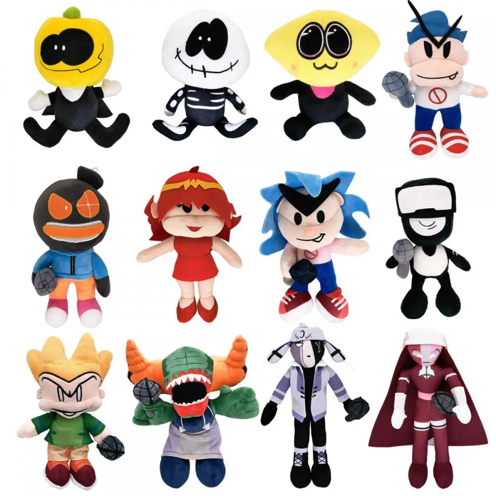 

20-25cm Friday Night Funkin Plush Toy Bomber Pumpkin Skeleton Man Monster Anime Plushie Doll Toys for Children Kids Gift